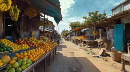 Busy roadside fruit market