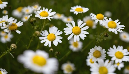 Fototapeta premium A field of white and yellow flowers