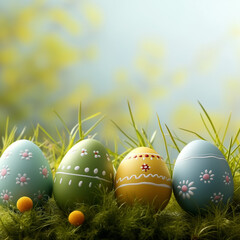 Easter eggs with background