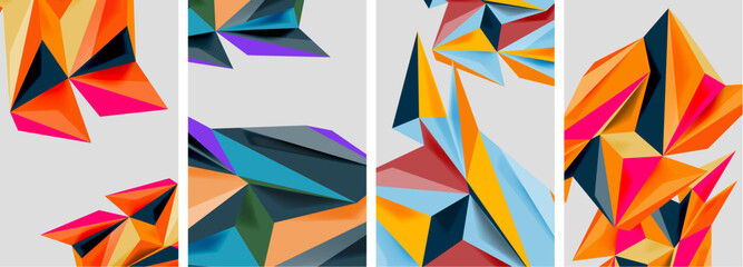 Set of mosaic triangle pattern abstract posters. Vector illustration For Wallpaper, Banner, Background, Card, Book Illustration, landing page