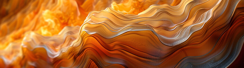 Close Up of Abstract Painting With Oranges and Browns