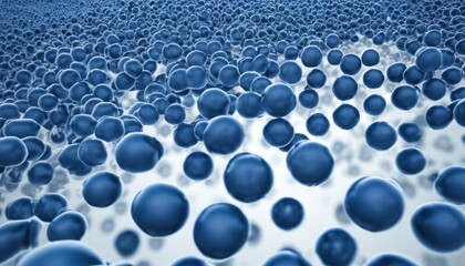 A blue and white photo of many bubbles