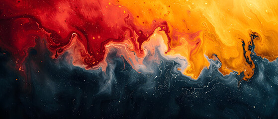 Abstract Painting With Red, Yellow, and Blue Colors - obrazy, fototapety, plakaty