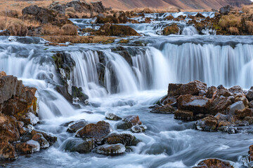 Waterfall on the River Fossálar, Iceland