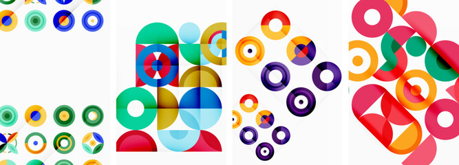 Obraz premium Round geometric elements and circles in background design for wallpaper, business card, cover, poster, banner, brochure, header, website