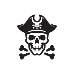 pirate skull logo vector icon illustration
