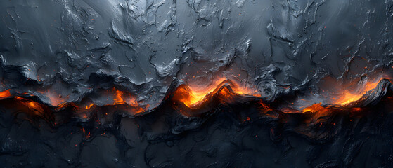 A Painting of a Mountain Engulfed in Flames