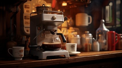 Coffee maker in modern kitchen generate ai