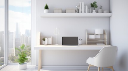 Scandinavian style office with modern interior decoration generate ai