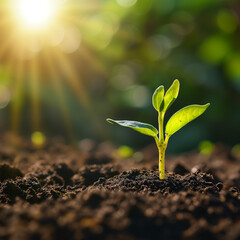 plant in the ground with nature background