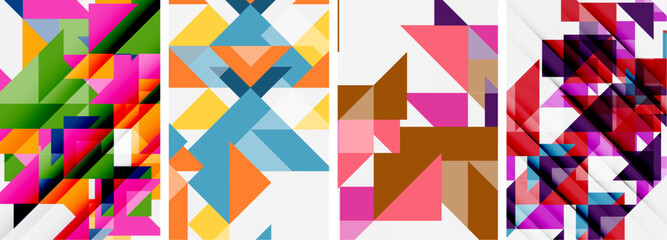 Triangle poster geometric background set