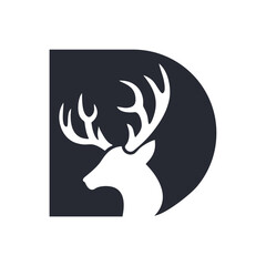 letter D and deer vector logo