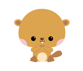 幼児向けのかわいいビーバーのキャラクターイラスト