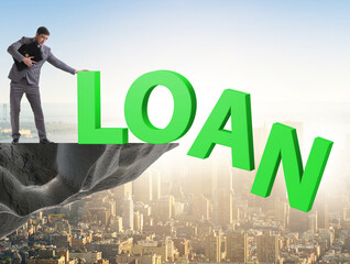 Debt and loan concept with businessman