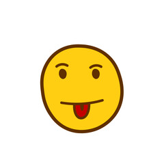 Feeling expression. Face emoji stuck tongue mouth flat icon for web design.  Colored Emoji
