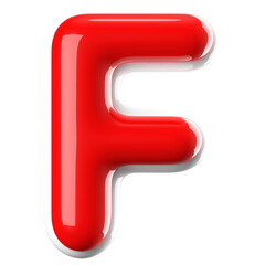 3d font bubble red . letter F