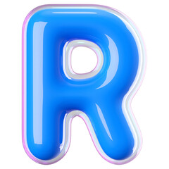 3d font bubble blue . letter R