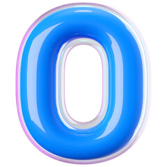 3d font bubble blue . letter O