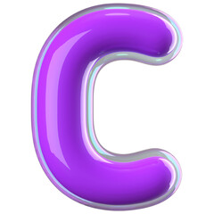 3d font bubble purple . letter C