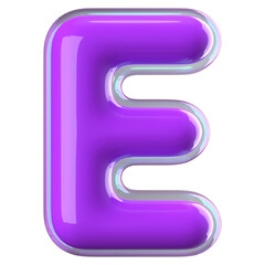 3d font bubble purple . letter E