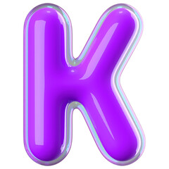 3d font bubble purple . letter K