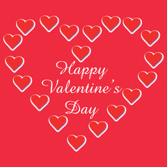 Happy Valentine's Day with a heart-shaped invitation card. Happy Valentine's Day vector illustration.