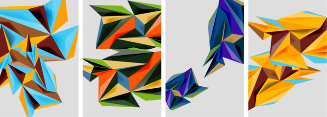 Set of mosaic triangle pattern abstract posters. Vector illustration For Wallpaper, Banner, Background, Card, Book Illustration, landing page