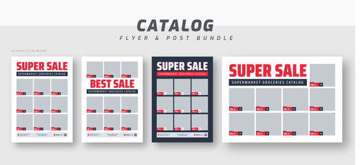 Supermarket product sale catalog flyer template bundle design - obrazy, fototapety, plakaty