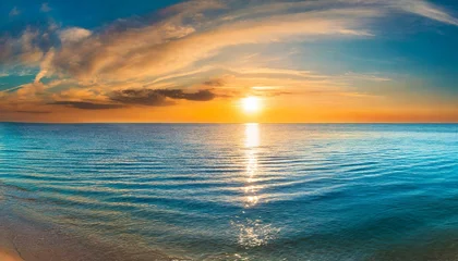 Cercles muraux Vert bleu sunset over the ocean, calm ocean at dawn or sunset. Panoramic banner of a peaceful landscape