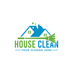 Clean House logo design, Cleaning Service logo vector