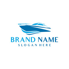 Yacht speed boat logo vector. template