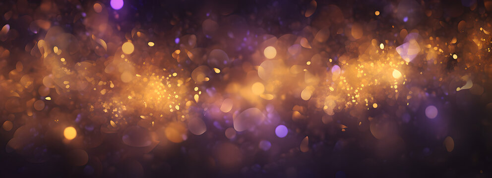 purple and gold abstract background with stars in the sky Free, blurry image of lights
