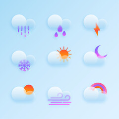 Weather Glassmorphism Icon Collection with Blur Effect