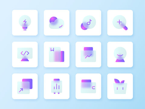 Modern Glassmorphism Phone Icon Collection