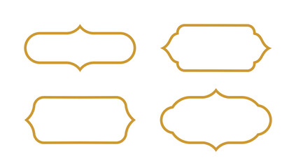 Islamic Frame Set with Gold Color - Horizontal - Flat Design - Editable Vector : Suitable for Islamic Theme and Other Graphic Related Assets.