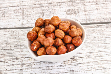 Heap of raw natural hazelnut