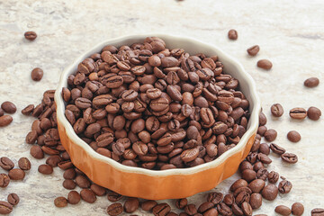 Roasted coffee bean in the bowl