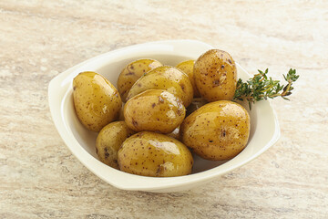 Boiled baby potato in the bowl