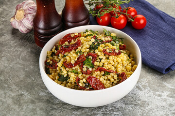 Vegetarian Pasta ptitim with vegetables