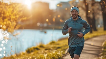 Fototapeta premium man running in the park
