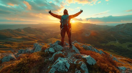 Man standing on top of the mountain peak
