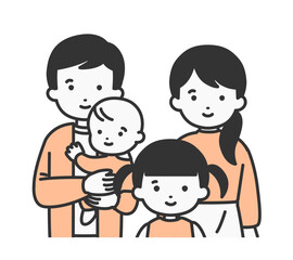 4人家族の人物イラスト素材