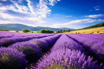 : A field of lavender in full bloom, releasing a calming fragrance into the air.