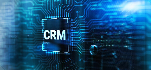 CRM Customer Relationship Management Business on 3d Electronic Circuit Board Chip