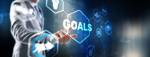 Goals against abstract technology background