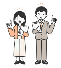 問題解決、アドバイスをするポーズの社会人の人物イラスト素材