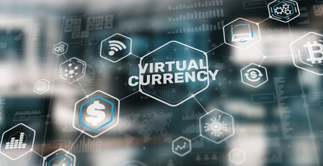 Virtual digital currency and financial investment trade concept. Dollar icon on virtual 3d screen