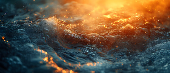 Close Up of Water With Bright Light in the Background - obrazy, fototapety, plakaty