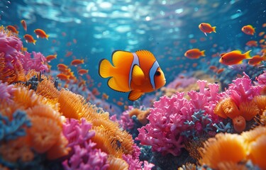 Fototapeta na wymiar Wonderful fish and coral reef