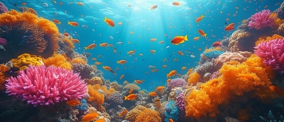 Naklejka na ściany i meble Wonderful fish and coral reef